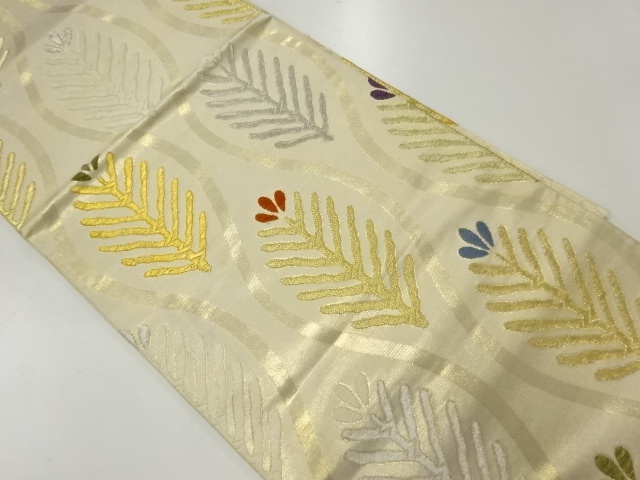 アンティーク　立涌に若松模様織出し袋帯（材料）